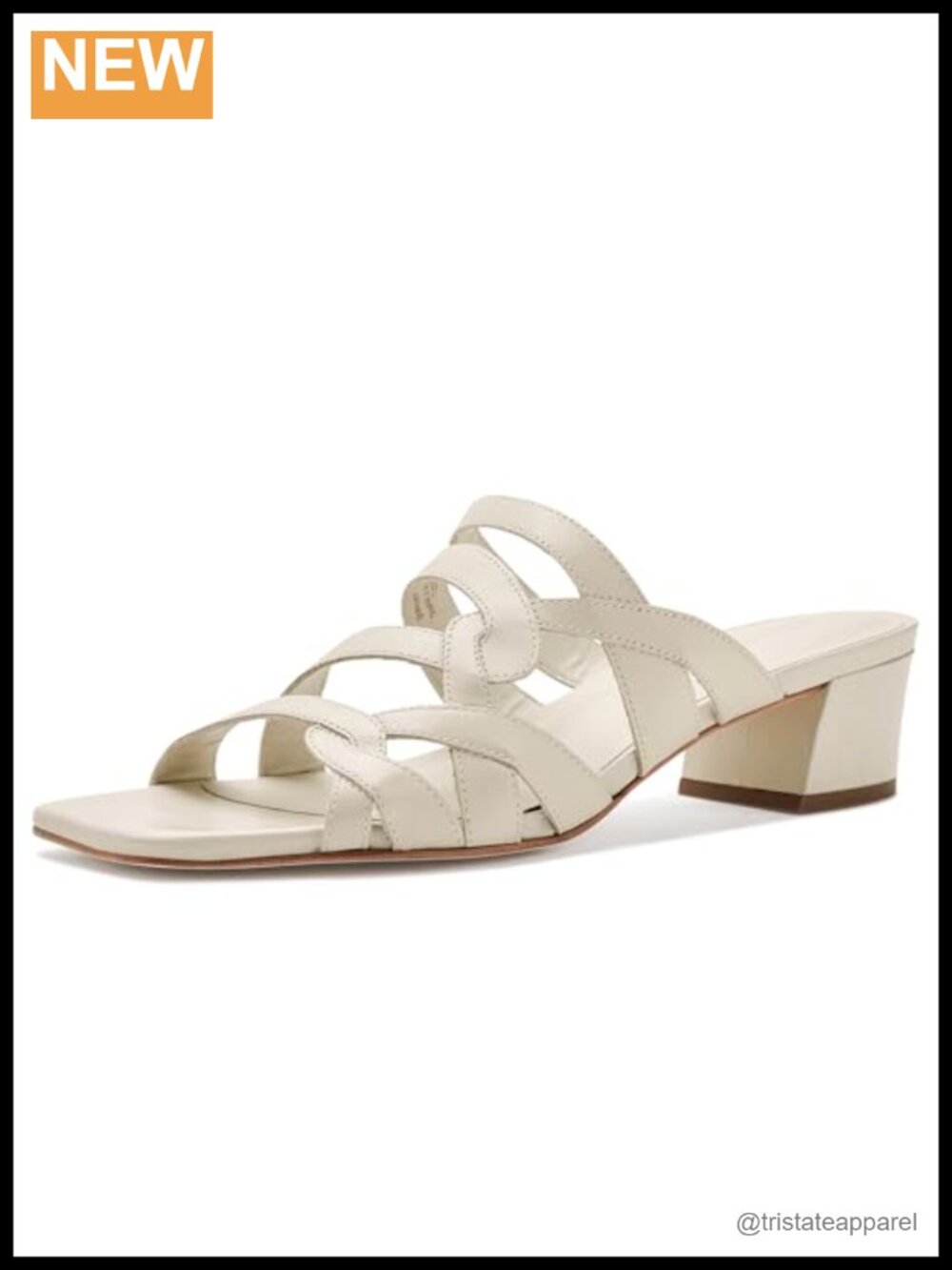 Bernardo Johanne Leather Block Heel Sandals Square Toe Slip-On Party
